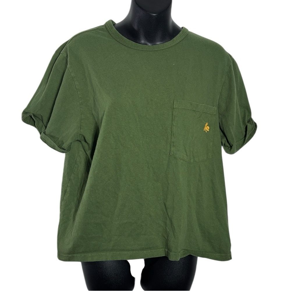 American giant women’s medium boxy crop pocket tee‎ clover Irish st Patrick’s